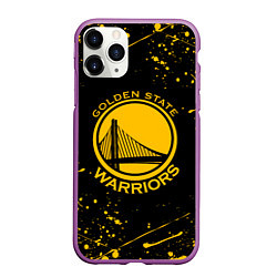 Чехол iPhone 11 Pro матовый GOLDEN STATE WARRIORS? , БРЫЗГИ КРАСОК, цвет: 3D-фиолетовый