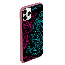 Чехол iPhone 11 Pro матовый НЕОНОВЫЕ ДРАКОНЫ NEON DRAGON, цвет: 3D-малиновый — фото 2