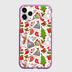 Чехол iPhone 11 Pro матовый Новый Год!, цвет: 3D-фиолетовый