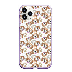 Чехол iPhone 11 Pro матовый Бигль Собака, цвет: 3D-светло-сиреневый