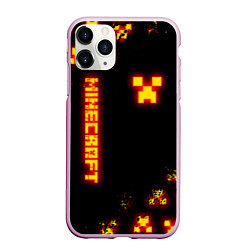 Чехол iPhone 11 Pro матовый MINECRAFT ОГНЕННЫЙ КРИПЕР