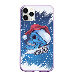 Чехол iPhone 11 Pro матовый Merry Christmas Счастливого Рождества Skull, цвет: 3D-сиреневый