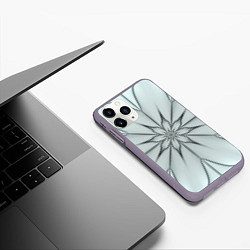 Чехол iPhone 11 Pro матовый Абстрактный цветок Серо-голубой 1-30, цвет: 3D-серый — фото 2
