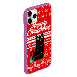 Чехол iPhone 11 Pro матовый MEOW CHRISTMAS, цвет: 3D-фиолетовый — фото 2