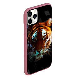 Чехол iPhone 11 Pro матовый Тигр стиль Low poly, цвет: 3D-малиновый — фото 2