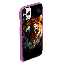 Чехол iPhone 11 Pro матовый Тигр стиль Low poly, цвет: 3D-фиолетовый — фото 2