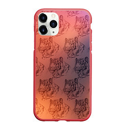 Чехол iPhone 11 Pro матовый Тигровый паттерн, цвет: 3D-красный