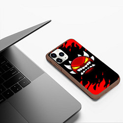 Чехол iPhone 11 Pro матовый Geometry Dash: Demon Red Fire, цвет: 3D-коричневый — фото 2