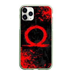 Чехол iPhone 11 Pro матовый GOD OF WAR LOGO RED, БРЫЗГИ КРАСОК