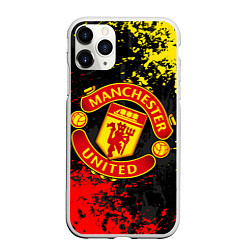 Чехол iPhone 11 Pro матовый MANCHESTER UNITED, БРЫЗГИ КРАСОК, цвет: 3D-белый