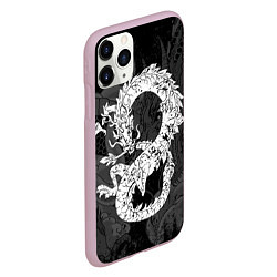 Чехол iPhone 11 Pro матовый Белый Дракон Гранж White Dragon, цвет: 3D-розовый — фото 2