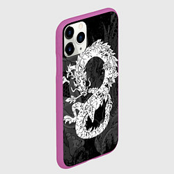 Чехол iPhone 11 Pro матовый Белый Дракон Гранж White Dragon, цвет: 3D-фиолетовый — фото 2