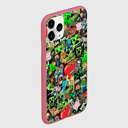 Чехол iPhone 11 Pro матовый МАЙНКРАФТ ВСЕ ГЕРОИ И ПРЕДМЕТЫ, цвет: 3D-малиновый — фото 2
