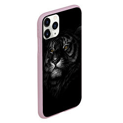 Чехол iPhone 11 Pro матовый Голова хищного тигра, цвет: 3D-розовый — фото 2