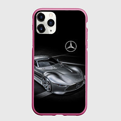Чехол iPhone 11 Pro матовый Mercedes-Benz motorsport black, цвет: 3D-малиновый