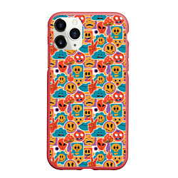 Чехол iPhone 11 Pro матовый Психоделика Космос Смайлы, цвет: 3D-красный