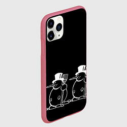 Чехол iPhone 11 Pro матовый Снеговик на черном фоне, цвет: 3D-малиновый — фото 2