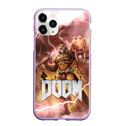 Чехол iPhone 11 Pro матовый Брутальный DoomGay Hell rock, цвет: 3D-светло-сиреневый