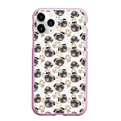 Чехол iPhone 11 Pro матовый Собака Мопс Pug, цвет: 3D-розовый