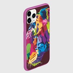 Чехол iPhone 11 Pro матовый Голова тигра поп-арт, цвет: 3D-фиолетовый — фото 2