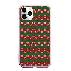 Чехол iPhone 11 Pro матовый Knitted Snowflake Pattern, цвет: 3D-розовый