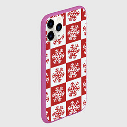 Чехол iPhone 11 Pro матовый Шахматные Снежинки, цвет: 3D-фиолетовый — фото 2