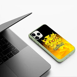 Чехол iPhone 11 Pro матовый ПОКЕМОНЫ ПИКАЧУ, цвет: 3D-салатовый — фото 2