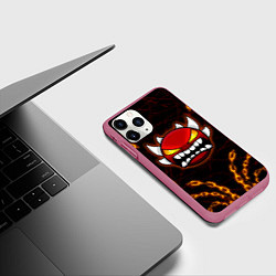 Чехол iPhone 11 Pro матовый Geometry Dash: Fire Chains, цвет: 3D-малиновый — фото 2