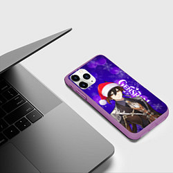 Чехол iPhone 11 Pro матовый НОВОГОДНИЙ GENSHIN IMPACT, ЧЖУН ЛИ, цвет: 3D-фиолетовый — фото 2