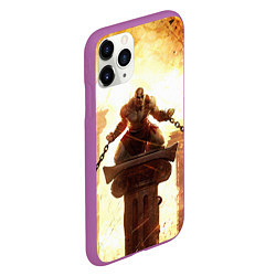 Чехол iPhone 11 Pro матовый GOD OF WAR КРАТОС В ЦЕПЯХ, цвет: 3D-фиолетовый — фото 2