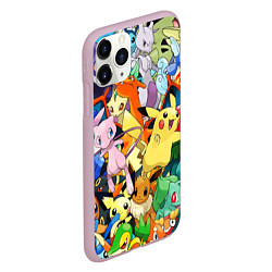 Чехол iPhone 11 Pro матовый АНИМЕ, ПОКЕМОНЫ ВСЕ ПЕРСОНАЖИ POKEMON, цвет: 3D-розовый — фото 2