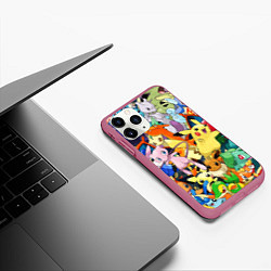 Чехол iPhone 11 Pro матовый АНИМЕ, ПОКЕМОНЫ ВСЕ ПЕРСОНАЖИ POKEMON, цвет: 3D-малиновый — фото 2