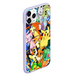 Чехол iPhone 11 Pro матовый АНИМЕ, ПОКЕМОНЫ ВСЕ ПЕРСОНАЖИ POKEMON, цвет: 3D-светло-сиреневый — фото 2