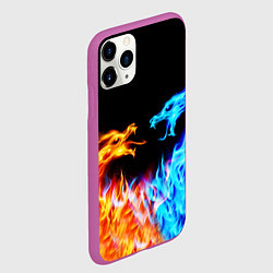 Чехол iPhone 11 Pro матовый FIRE DRAGONS ОГНЕННЫЕ ДРАКОНЫ, цвет: 3D-фиолетовый — фото 2