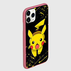 Чехол iPhone 11 Pro матовый ПИКАЧУ БРЫЗГИ КРАСОК, цвет: 3D-малиновый — фото 2