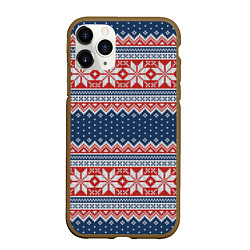 Чехол iPhone 11 Pro матовый Knitted Pattern, цвет: 3D-коричневый