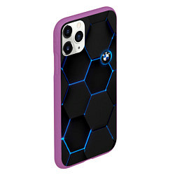 Чехол iPhone 11 Pro матовый BMW blue neon theme, цвет: 3D-фиолетовый — фото 2