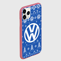 Чехол iPhone 11 Pro матовый Volkswagen Новогодний, цвет: 3D-малиновый — фото 2