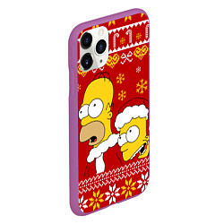 Чехол iPhone 11 Pro матовый Новогодний Гомер и Барт Симпсоны, цвет: 3D-фиолетовый — фото 2