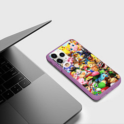 Чехол iPhone 11 Pro матовый SUPER SMASH BROS ГЕРОИ ИГРЫ, цвет: 3D-фиолетовый — фото 2