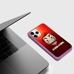Чехол iPhone 11 Pro матовый СЕРИАЛ БУМАЖНЫЙ ДОМ LA CASA DE PAPEL, цвет: 3D-фиолетовый — фото 2