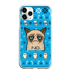 Чехол iPhone 11 Pro матовый Grumpy КОТ МЕМ НОВОГОДНИЙ