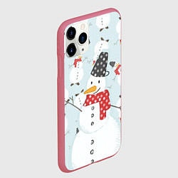 Чехол iPhone 11 Pro матовый Снежный снеговик, цвет: 3D-малиновый — фото 2
