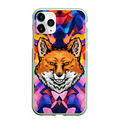 Чехол iPhone 11 Pro матовый АБСТРАКЦИЯ И ГОЛОВА ЛИСЫ FOX HEAD