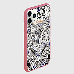 Чехол iPhone 11 Pro матовый БЕЛАЯ ЭТНИЧЕСКА ЛИСА WHITE FOX, цвет: 3D-малиновый — фото 2