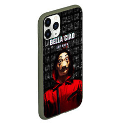 Чехол iPhone 11 Pro матовый БУМАЖНЫЙ ДОМ, LA CASA DE PAPEL BELLA CIAO, цвет: 3D-темно-зеленый — фото 2