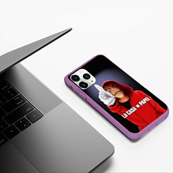 Чехол iPhone 11 Pro матовый LA CASA DE PAPEL BELLA CIAO - БУМАЖНЫЙ ДОМ, цвет: 3D-фиолетовый — фото 2