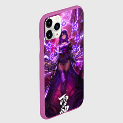 Чехол iPhone 11 Pro матовый Shogun raiden рассекающая молнию геншин, цвет: 3D-фиолетовый — фото 2