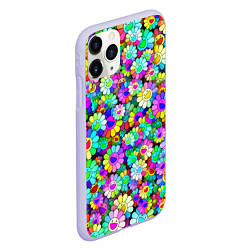 Чехол iPhone 11 Pro матовый Rainbow flowers, цвет: 3D-светло-сиреневый — фото 2