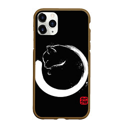 Чехол iPhone 11 Pro матовый Кошечка спит на тебе Инь Янь, цвет: 3D-коричневый